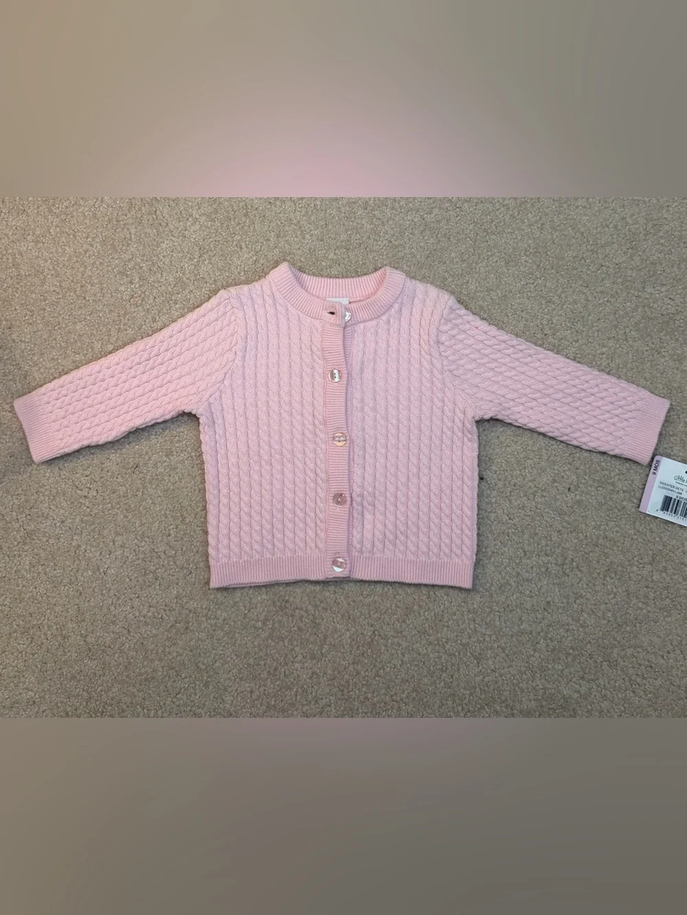 Little Me Baby Girl Pink Cable Knit Cardigan Sweater 9M NWT